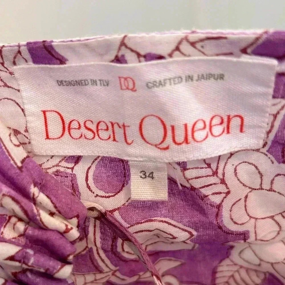 Dress with tie up pulls | size xs/34 | lilac and white - Picture 2 of 13